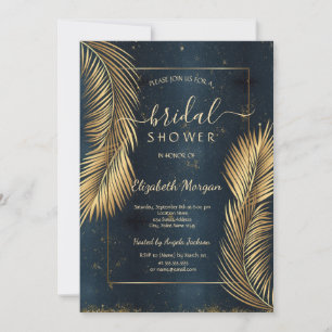 Gold Palm Leaves Beach Bridal Shower Invitation