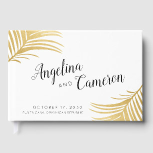 Gold Palm Leaves Modern Tropical Wedding Guest Book