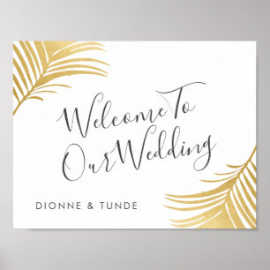 Gold Palm Leaves Welcome Wedding Sign