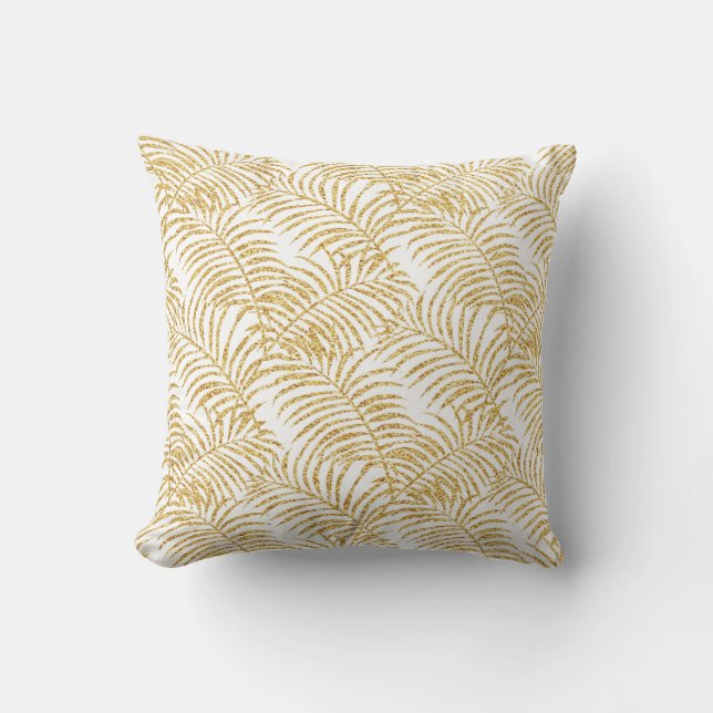 Gold Palm Throw Pillow (Front)