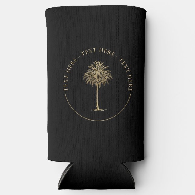 Gold Palm Tree Can Cooler (Front)