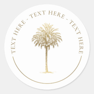 Gold Palm Tree Classic Round Sticker