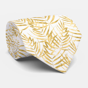 Gold Palm Tree Fronds Tropical Tie