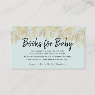 Gold Palm Tree Green Baby Shower Book Request Business Card