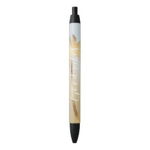 Gold Palm Tree Ombre Black Ink Pen