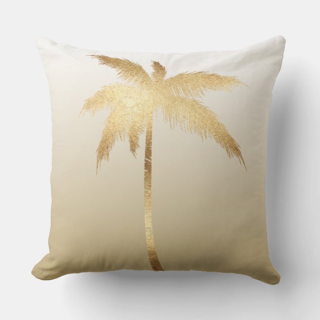 Gold Palm Tree Ombre Cushion (Front)