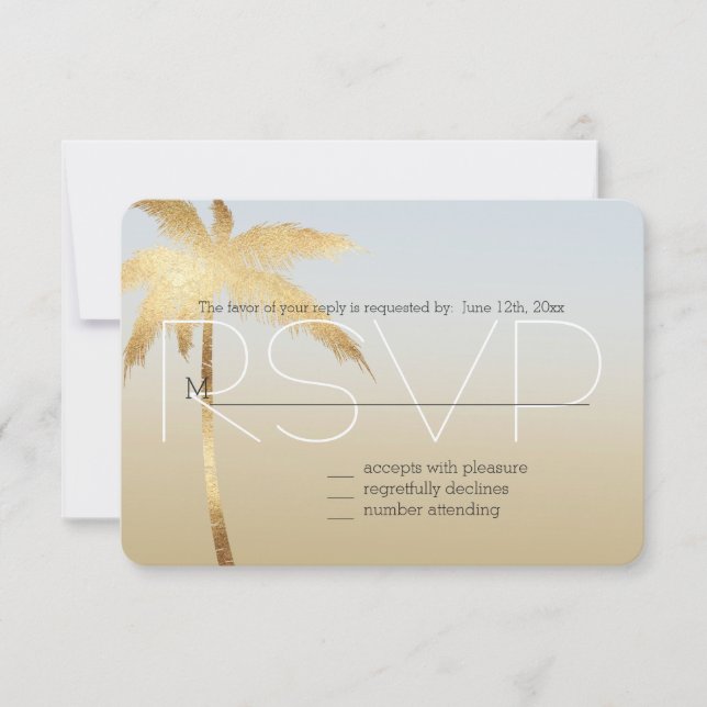 Gold Palm Tree Ombre RSVP (Front)