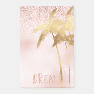 Gold Palm Trees Pink Ombre Glitter Dream Post-it Notes