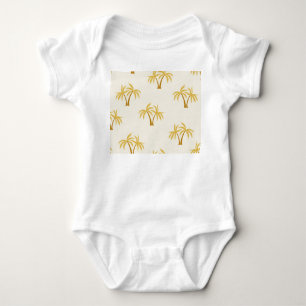 Gold Palm Trees: Tropical Textile. Baby Bodysuit