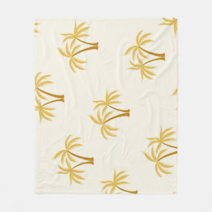 Gold Palm Trees: Tropical Textile. Fleece Blanket
