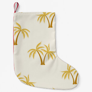 Gold Palm Trees: Tropical Textile. Small Christmas Stocking