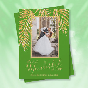 Gold Palm Tropical Christmas Photo Holiday Card