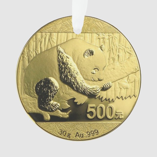 Gold Panda coin Ornament (Front)