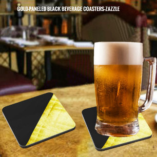 Gold-Paneled Black   Coaster