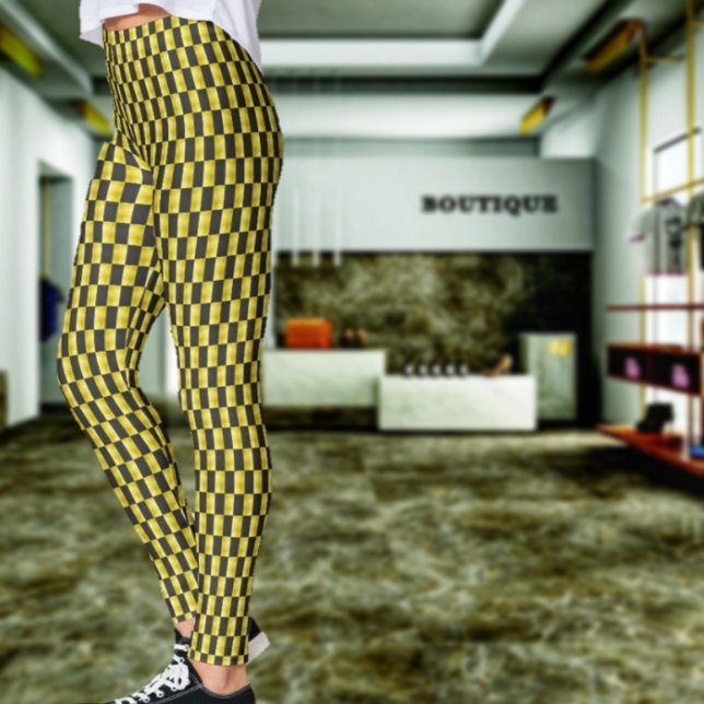 Gold-Paneled-Black-IV Leggings (Step out in contemporary style, when wearing these Gold,-Paneled Black IV Leggings!)