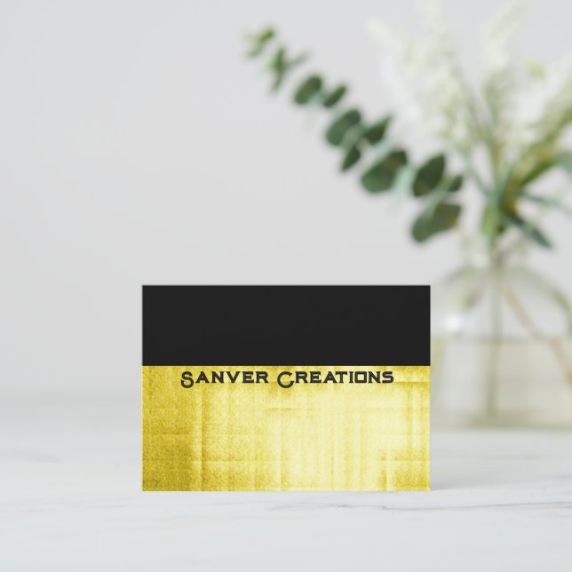 Gold Panelled Black Business Card (Standing Front)