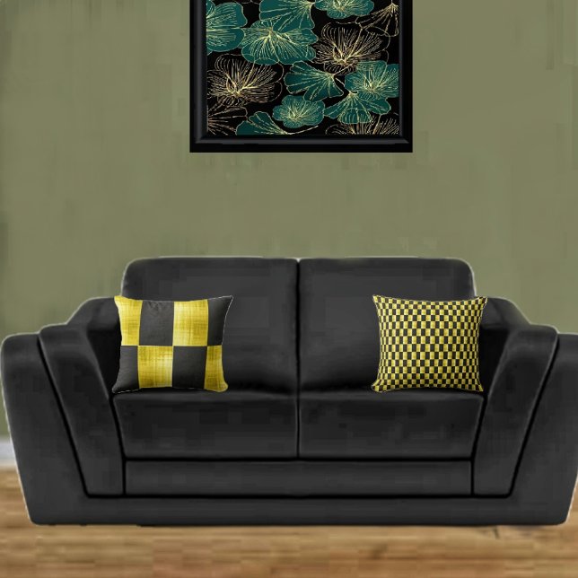 Gold-panelled Black-IV Cushion (Bring a fresh new look to your sofa, with these two-sided throw pillows!)
