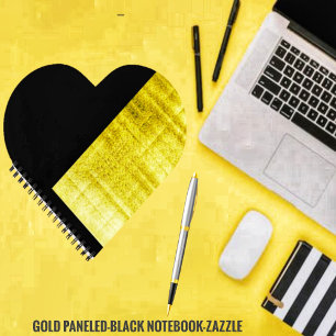 Gold Panelled Black Notebook