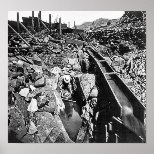 GOLD PANNING in CALIFORNIA c. 1866 Poster (Front)