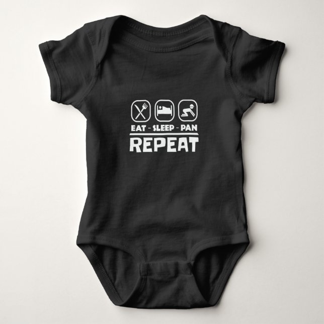Gold panning prospecting East Sleep Pan Repeat Baby Bodysuit (Front)