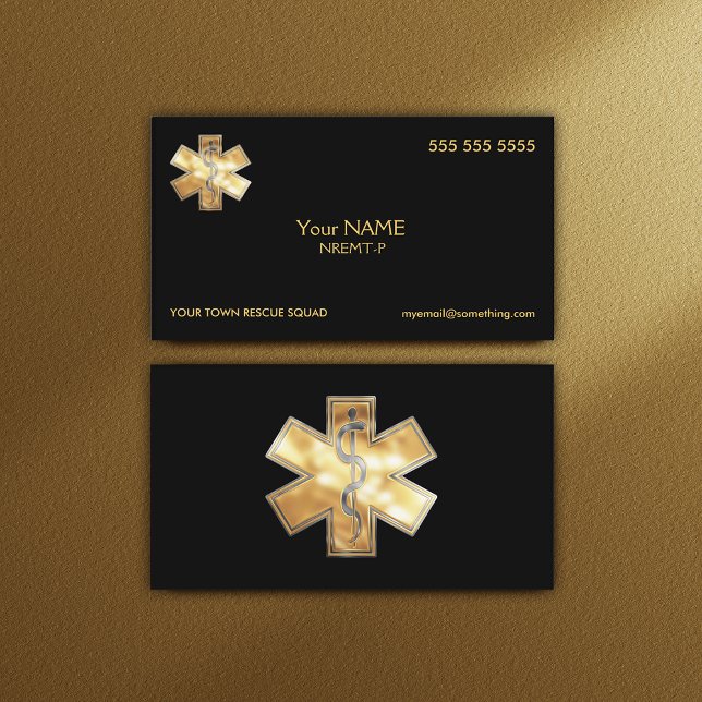 Gold Paramedic EMT EMS Business Card (Creator Uploaded)