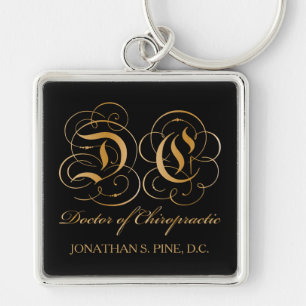 Gold Parchment Letters Doctor of Chiropractic Key Ring