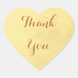 Gold Parchment Thank You Heart Sticker