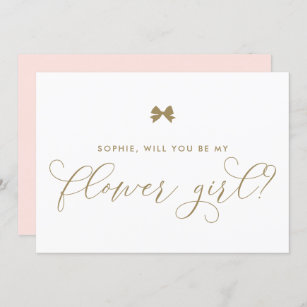 Gold Parisian Bow Will You Be My Flower Girl Invitation