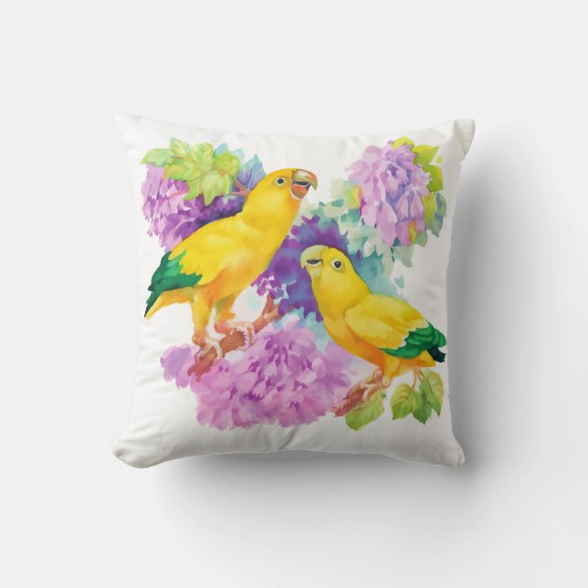 Gold Parrot Throw Pillow (Front)