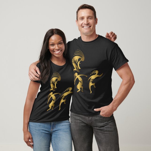 Gold Party Dancing Kokopellis T-Shirt (Unisex)