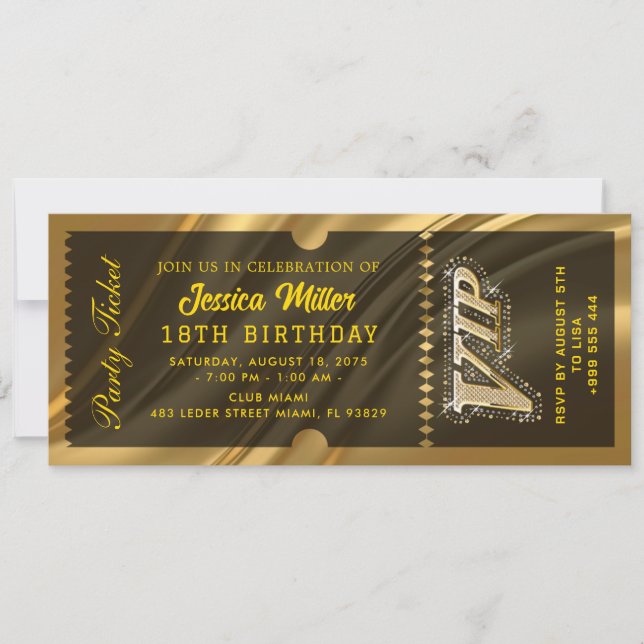 GOLD Party Ticket Invitation (Front)
