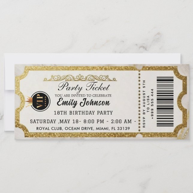 Gold Party Ticket Invitation 2026 (Front)