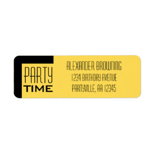 Gold Party Time Art Deco Geometric Address Return Address Label
