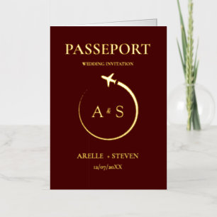 Gold Passport Wedding Invitation 