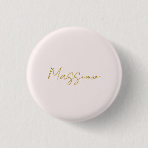 Gold & Pastel Color Calligraphy Elegant Plain Name 3 Cm Round Badge