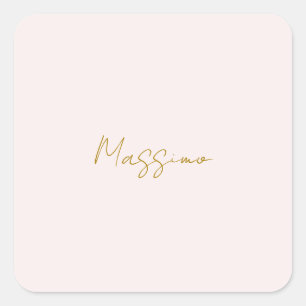 Gold & Pastel Color Calligraphy Elegant Plain Name Square Sticker