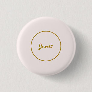 Gold & Pastel Colour Calligraphy Elegant Plain Nam 3 Cm Round Badge