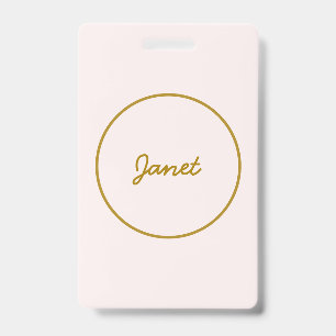 Gold & Pastel Colour Calligraphy Elegant Plain Nam ID Badge