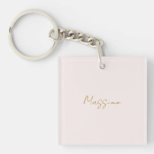 Gold & Pastel Colour Calligraphy Elegant Plain Nam Key Ring