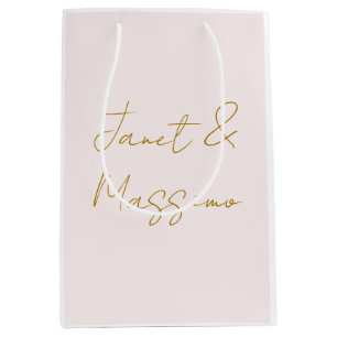 Gold & Pastel Colour Calligraphy Elegant Plain Nam Medium Gift Bag