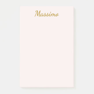 Gold & Pastel Colour Calligraphy Elegant Plain Nam Post-it Notes