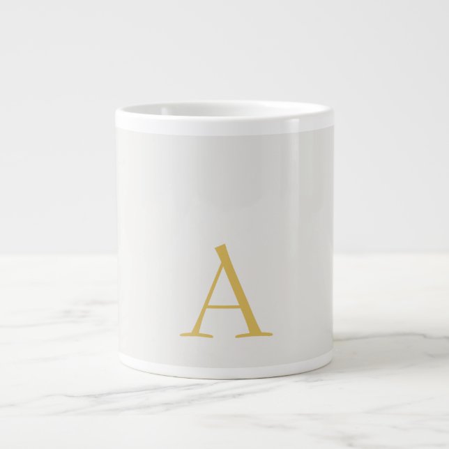 Gold & Pastel Colour Monogram Professional Initial Large Coffee Mug (Front)