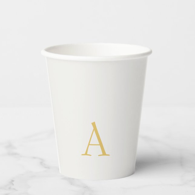 Gold & Pastel Colour Monogram Professional Initial Paper Cups (Front)