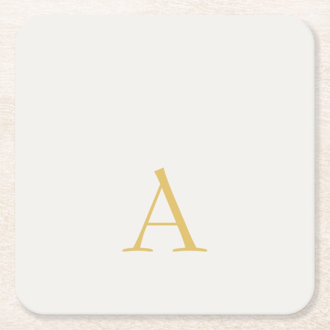 Gold & Pastel Colour Monogram Professional Initial Square Paper Coaster (Front)