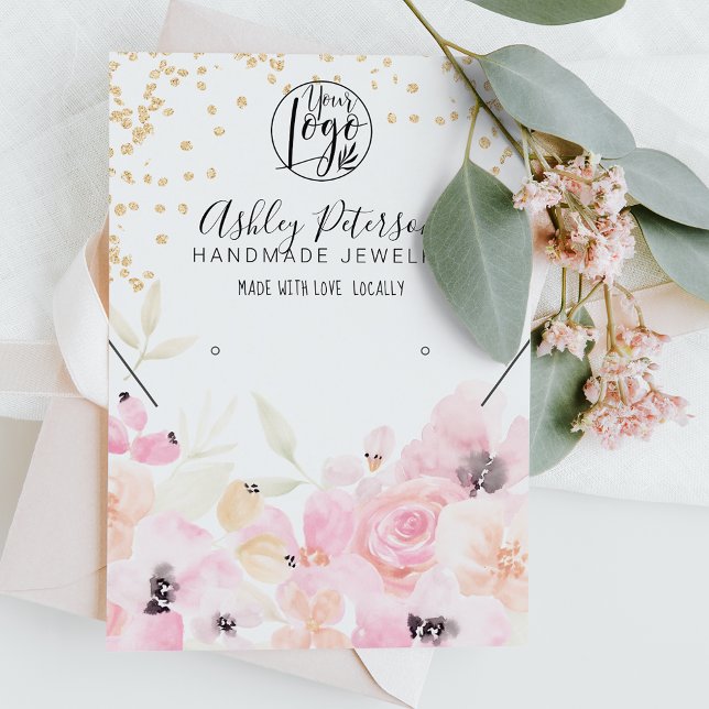 Gold pastel floral logo jewellery earring necklace business card (Creator Uploaded)