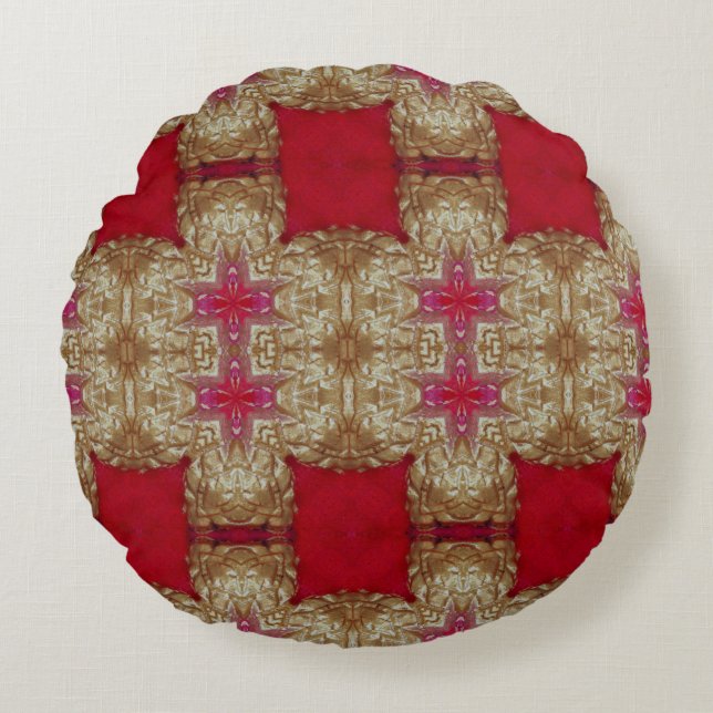 Gold pattern cement wall closeabstract, ancient, a round cushion (Front)