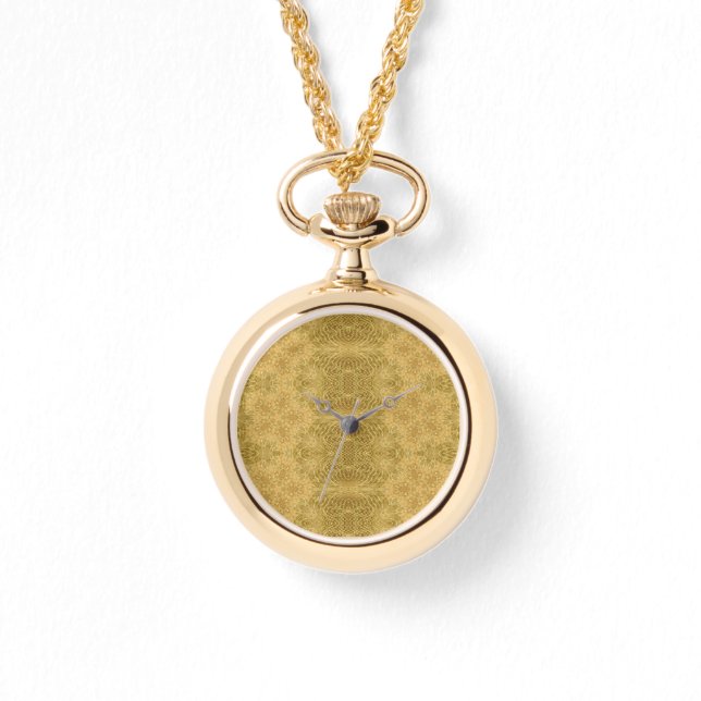 Gold pattern geometric art classic wrap wristwatch (Front)