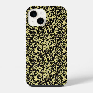Gold Pattern On Black iPhone 14 Case