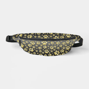 Gold pattern paws on gradient background bum bags