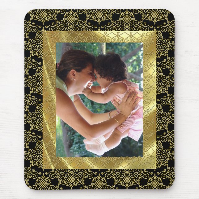 Gold Pattern Photo Frame Mouse Pad (Front)